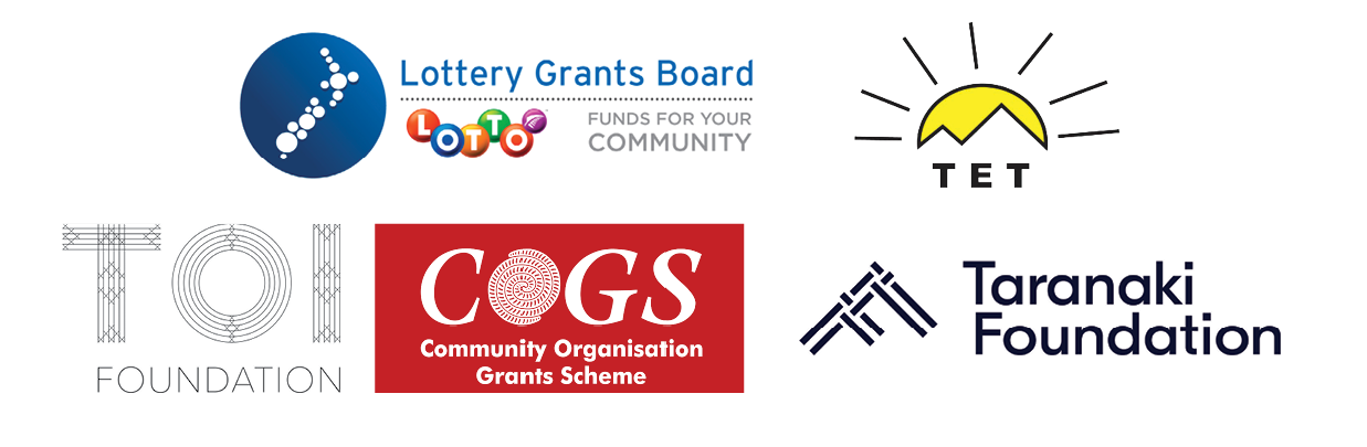 TET, Toi Foundation, COGS Community Organisation Grants Scheme, Taranaki Foundation logos