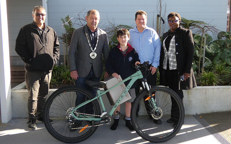 Colin Franklin from St. Joseph’s Primary School with his new bike